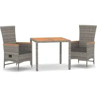 vidaXL Ensemble de jardin 3 pièces avec coussins Gris Poly rotin