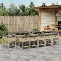 Prolenta Maison Exclusive - Ensemble à manger de jardin et coussins 15 pcs mélange beige
