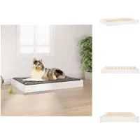 vidaXL Lit pour chien blanc 91,5 x 64 x 9 cm Bois massif de pin - Lits pour chiens