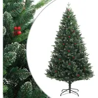 Syfax Sapin de Noël artificiel à charnières avec baies rouges 240 cm