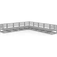 vidaXL Ensemble de salon de jardin 9 pièces gris pin massif
