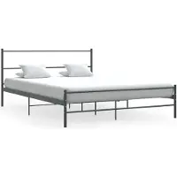 Syfax Cadre de lit sans matelas gris métal 140x200 cm