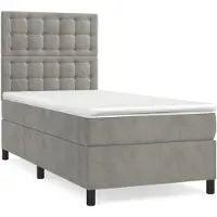 Syfax Sommier à lattes de lit et matelas Gris clair 100x200cm Velours