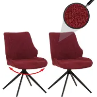 Mendler Lot de 2 chaises de salle à manger HWC-O48, chaise de cuisine, pivotante Auto-Return, tissu/textile chenille (320g/m²) Oeko-Tex bordeaux