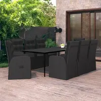 Prolenta Maison Exclusive - Ensemble de salon de jardin 9 pièces avec coussins noirs