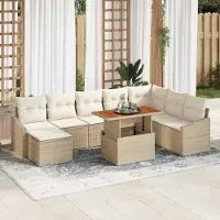 Prolenta Maison Exclusive - Ensemble de canapés de jardin, 9 pièces. Beige et crème
