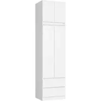 Akord Armoire Avec Surmeuble 2 Portes 2 Tiroirs Blanc 60X51X234