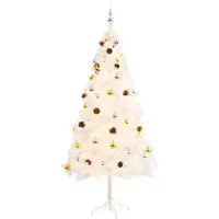 Syfax Arbre de Noël artificiel pré-éclairé avec boules blanc 180 cm
