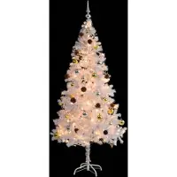 Prolenta Maison Exclusive - Sapin de Noël artificiel avec lumières et boules blanches, 180 cm
