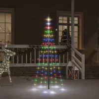 Prolenta Arbre de Noël LED exclusif pour mât de drapeau, multicolore, 108 LED, 180 cm