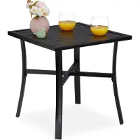 Relaxdays Table de jardin carrée pour le jardin, table d'extérieur pour balcon et terrasse, 4 personnes, acier, L x P : 46 x 46 cm, noir