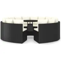 vidaXL ensemble de 9 canapés de jardin avec coussins Poly Rattan Noir