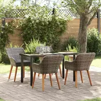Prolenta Maison Exclusive - Ensemble de salle à manger pour jardin 5 pcs Gris polyrotin
