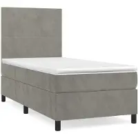 Syfax Sommier à lattes de lit et matelas Gris clair 90x200 cm Velours