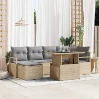 Prolenta Maison Exclusive - Ensemble de canapé de jardin pour 7 personnes. Rotin synthétique beige et gris clair