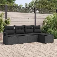 Prolenta Maison Exclusive - Ensemble de canapé 5 pièces, couleur noire [Matériau synthétique] : Rotin synthétique