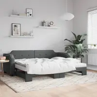 Prolenta Maison Exclusive - Canapé-lit convertible avec matelas gris foncé 80 x 200 cm en tissu
