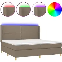 vidaXL Lit Boxspring avec matelas & LED Taupe 200x200 cm Tissu