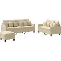 Syfax Ensemble de canapés 3 pcs avec coussins Crème Tissu