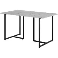 Vicco Table de salle à manger Merido Noir/marbre blanc 140x80cm, Model 55284