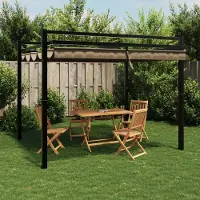 vidaXL 2025 cloris Pavillon de jardin avec toit extensible Taupe 3x3 m Aluminium - Pavillons & Tentes de réception Sale4712611 1parcel