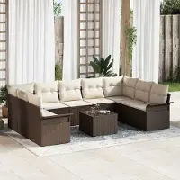 Prolenta Maison Exclusive - Ensemble de canapé de jardin 10 pcs Marron polyrotin