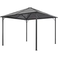 The Living Store Pavillon de jardin avec toit Aluminium 3×3 m Noir