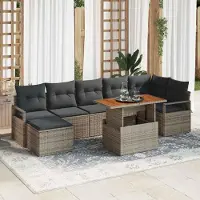 Prolenta Maison Exclusive - Ensemble de salon de jardin, 8 pièces, gris, en résine tressée