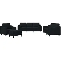 Syfax Ensemble de canapés 4 pcs avec coussins noir tissu