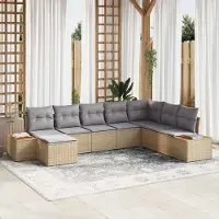 Prolenta Maison Exclusive - Ensemble de canapé de jardin 8 pcs Beige Poly rotin