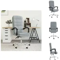 vidaXL Chaise de bureau avec fonction chaise longue Gris clair Tissu - Chaises de bureau