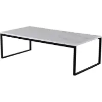 Furnlux Classic FURNLUX Table basse Estelle Marble White Und Black 60cm / Hauptfarbe : Weiß / Abmessungen : 60 x 120 x 36 cm
