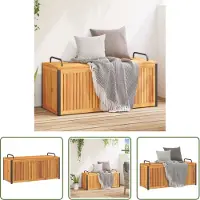 The Living Store coffre de jardin 110x45x42/53 cm bois massif acacia et acier
