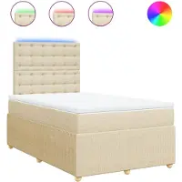 vidaXL Lit boxspring avec matelas Crème 120x190 cm Tissu
