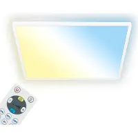 Briloner Tava LED Plafonnier plat, Variable, Télécommande, Lumière indirecte, Plat, Blanc, 56 x 56 x 3 cm