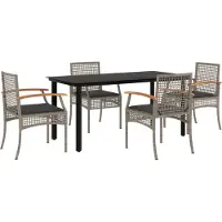 vidaXL Ensemble de jardin 5 pièces avec coussins Gris Poly rotin