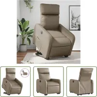 The Living Store Fauteuil relax releveur électrique Cappuccino similicuir