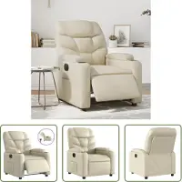 The Living Store Fauteuil relax électrique Crème Similicuir