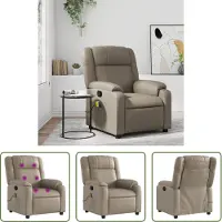 The Living Store Fauteuil de massage en simili cuir cappuccino-brun