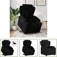 The Living Store Fauteuil relax releveur électrique noir tissu