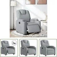 The Living Store Fauteuil Relax Electrique Gris Clair Tissu