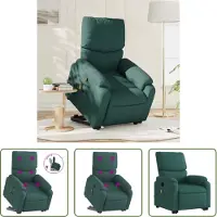 The Living Store Fauteuil de massage avec releveur Vert foncé Tissu