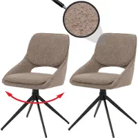 Mendler Lot de 2 chaises de salle à manger HWC-N73, chaise de cuisine, pivotante Auto-Return, tissu/textile Boucle (540g/m²) Oeko-Tex beige