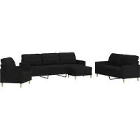 Syfax Ensemble de canapés 4 pcs avec repose-pied noir tissu