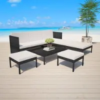 Prolenta Maison Exclusive - Ensemble salon de jardin 6 pièces avec coussins en polyrotin noir