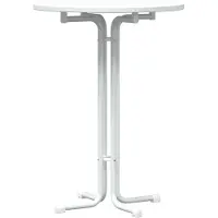 Syfax Table de bar blanc Ø80x110 cm bois d'ingénierie et acier