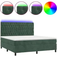Syfax Sommier à lattes de lit matelas et LED Vert foncé 180x200 cm