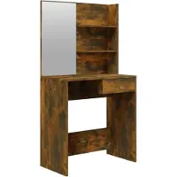 Syfax Coiffeuse avec miroir Chêne fumé 74,5x40x141 cm