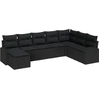 Syfax Ensemble de Canapés avec coussin 8 pcs Noir polyrotin