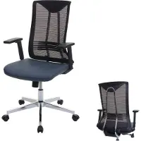 Mendler Chaise de bureau HWC-J53, chaise pivotante chaise de bureau, ergonomique similicuir bleu-Gris